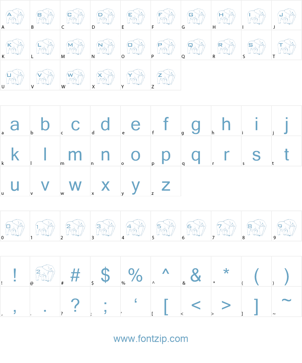 LMS Elephant Tattoo Font Character